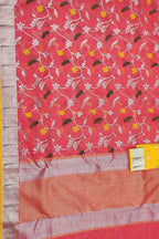 Pink And Yellow Kota Doria Handloom Real Zari Saree - Luxurion World