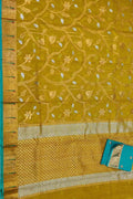 Yellow And Blue Kota Doria Real Zari Saree - Luxurion World