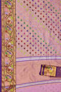 Pink And Purple Kota Doria Real Zari Saree - Luxurion World