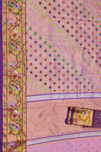 Pink And Purple Kota Doria Real Zari Saree - Luxurion World