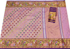 Pink And Purple Kota Doria Real Zari Saree - Luxurion World