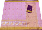 Pink And Purple Kota Doria Real Zari Saree - Luxurion World