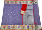 Purple And Red Kota Doria Handloom Real Zari Saree - Luxurion World