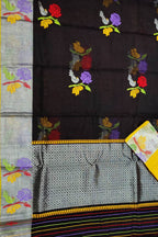 Black And Yellow Kota Doria Handloom Real Zari Saree - Luxurion World
