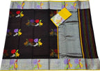 Black And Yellow Kota Doria Handloom Real Zari Saree - Luxurion World