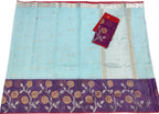 Blue And Purple Kota Doria Handloom Real Zari Saree - Luxurion World