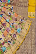 Golden Kota Doria Handloom Tissue Zari Saree - Luxurion World