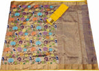 Golden Kota Doria Handloom Tissue Zari Saree - Luxurion World
