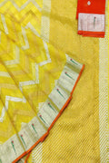 Vibrant Yellow and Orange Zari Saree - Luxurion World