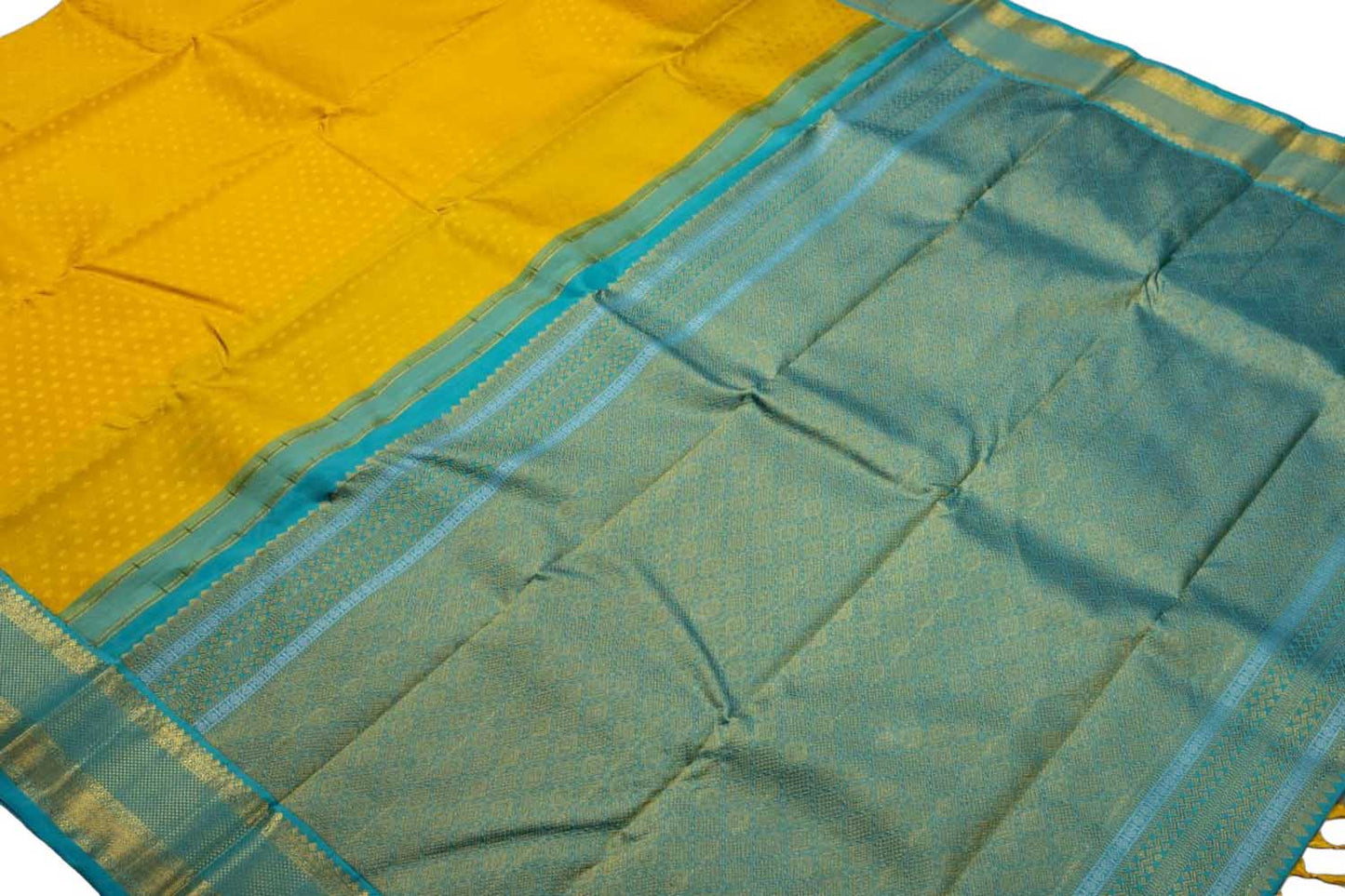 Yellow Handloom Kanjeevaram Pure Silk Saree - Luxurion World