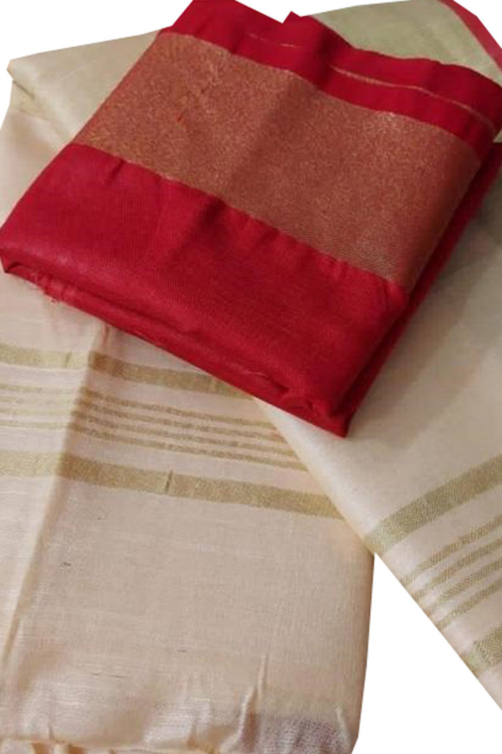 Pastel Linen Handloom Plain Saree - Luxurion World
