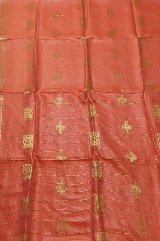 Radiant Orange Pure Linen Silk Saree: A Perfect Blend of Elegance and Comfort