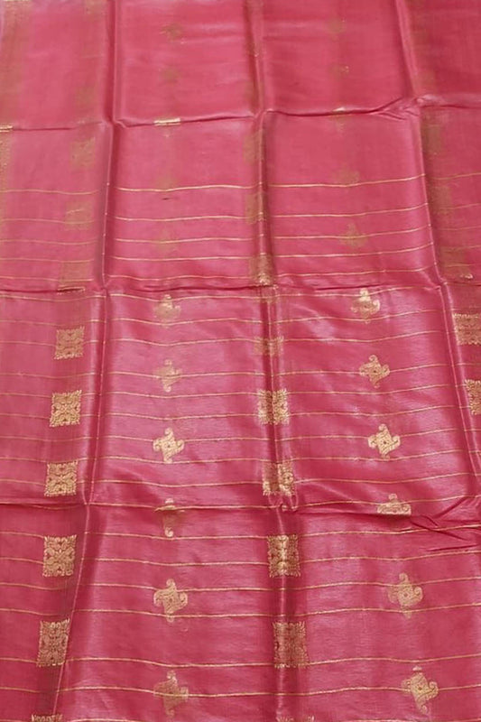 Radiant Pink Pure Linen Silk Saree - Perfect for Any Occasion - Luxurion World