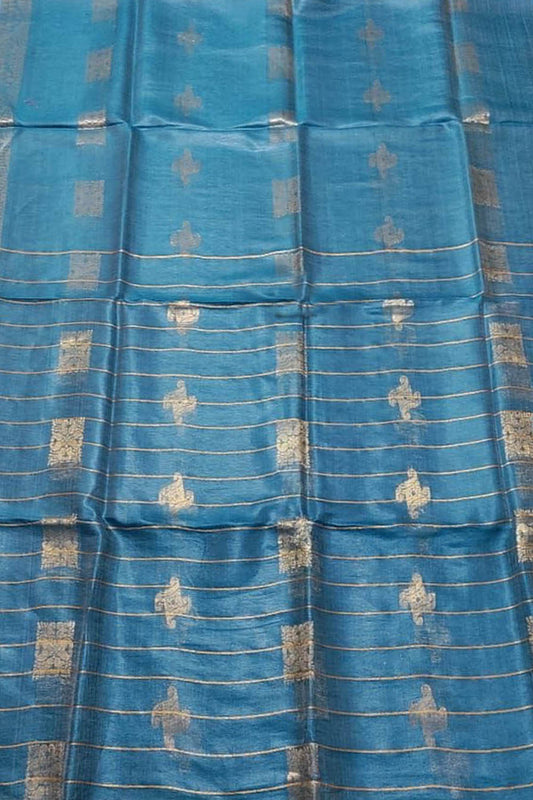 Stunning Blue Pure Linen Silk Saree - Perfect for Any Occasion! - Luxurion World