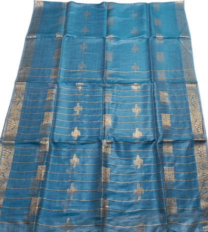 Stunning Blue Pure Linen Silk Saree - Perfect for Any Occasion! - Luxurion World