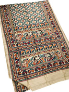 Exquisite Pastel Madhubani Tussar Ghicha Silk Saree - Hand Painted Beauty - Luxurion World