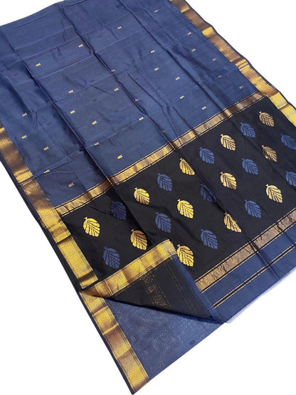 Stunning Blue Maheshwari Handloom Cotton Silk Saree - Perfect for Any Occasion! - Luxurion World