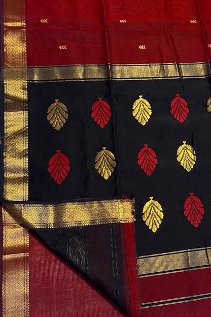 Stunning Red Maheshwari Handloom Saree in Cotton Silk Blend - Luxurion World