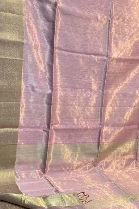 Pink Maheshwari Handloom Pure Tissue Silk Saree - Luxurion World