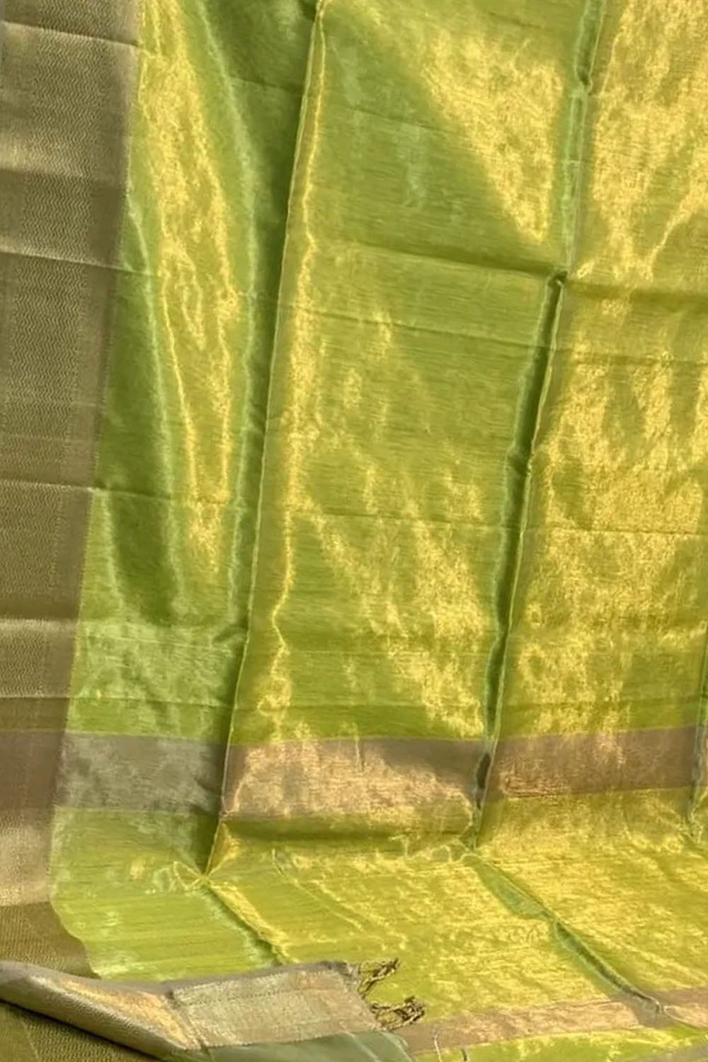 Green Maheshwari Handloom Pure Tissue Silk Saree
