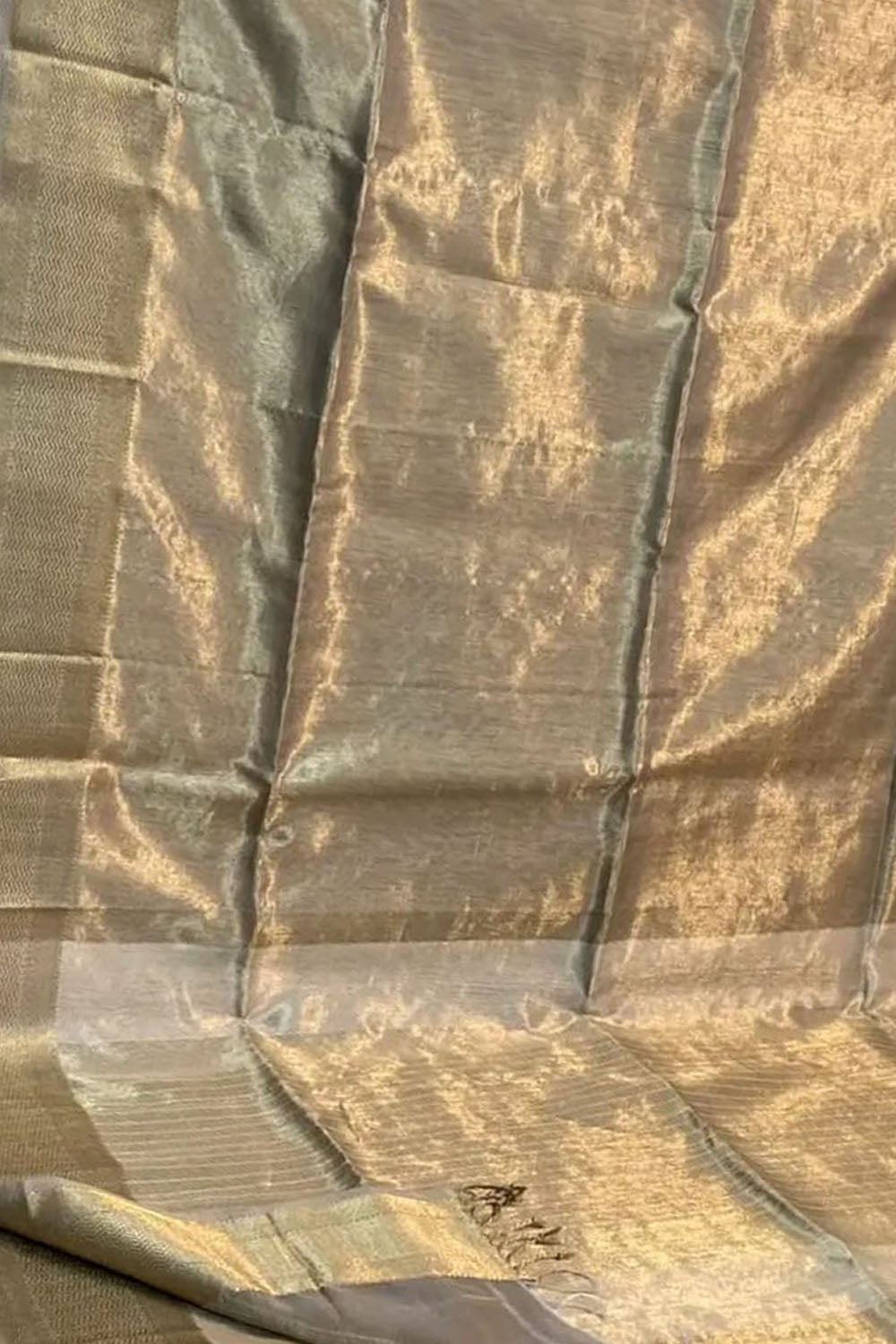 Golden Maheshwari Handloom Pure Tissue Silk Saree