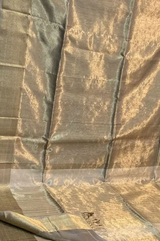 Golden Maheshwari Handloom Pure Tissue Silk Saree - Luxurion World