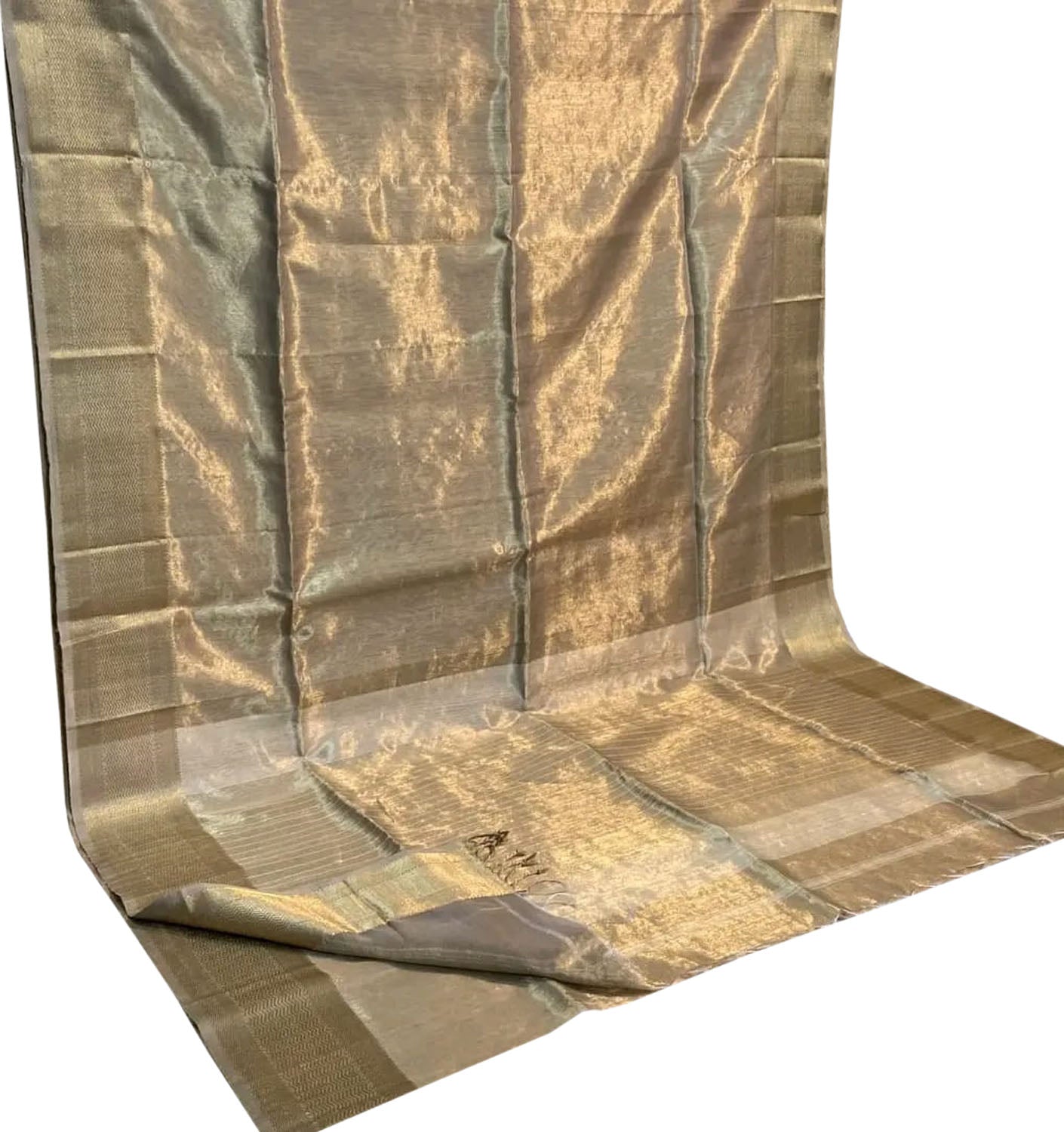 Golden Maheshwari Handloom Pure Tissue Silk Saree - Luxurion World