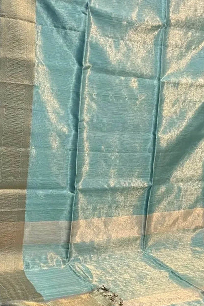 Blue Maheshwari Handloom Pure Tissue Silk Saree