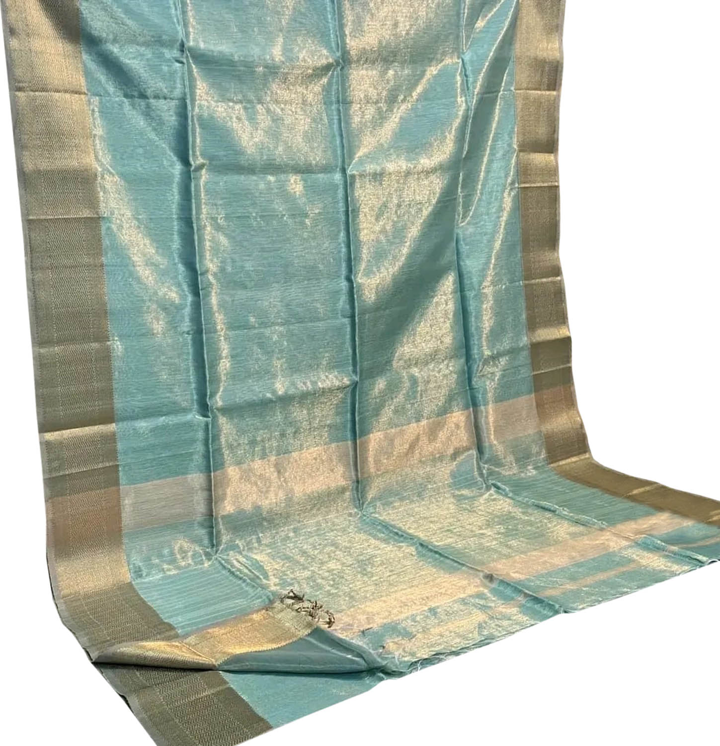 Blue Maheshwari Handloom Pure Tissue Silk Saree - Luxurion World