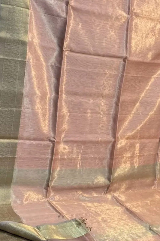 Pink Maheshwari Handloom Pure Tissue Silk Saree - Luxurion World