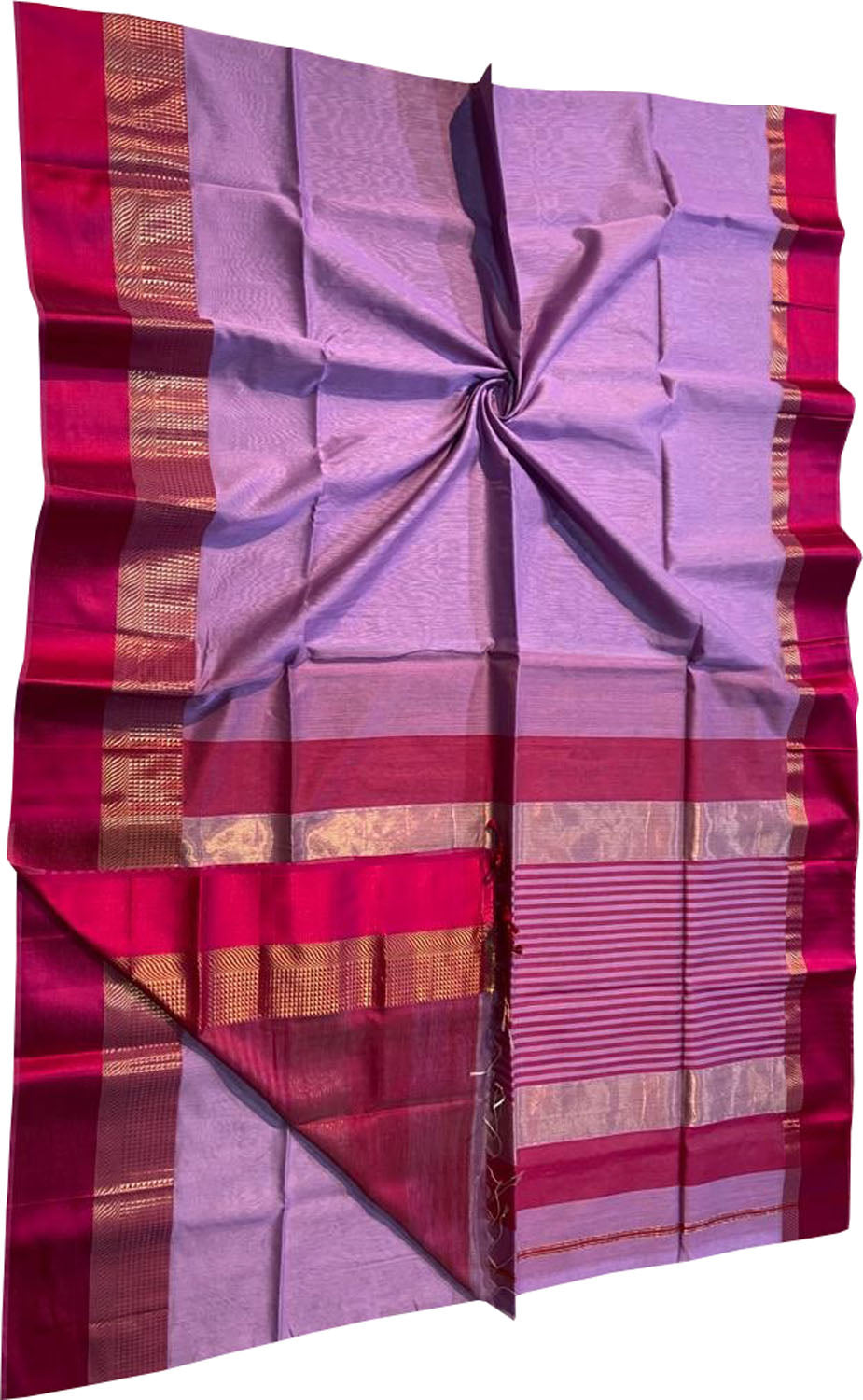 Pink Handloom Maheshwari Silk Cotton Saree - Luxurion World