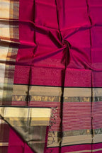 Pink Handloom Maheshwari Silk Cotton Saree - Luxurion World