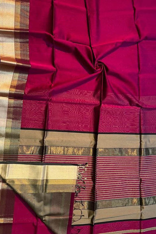 Pink Handloom Maheshwari Silk Cotton Saree - Luxurion World