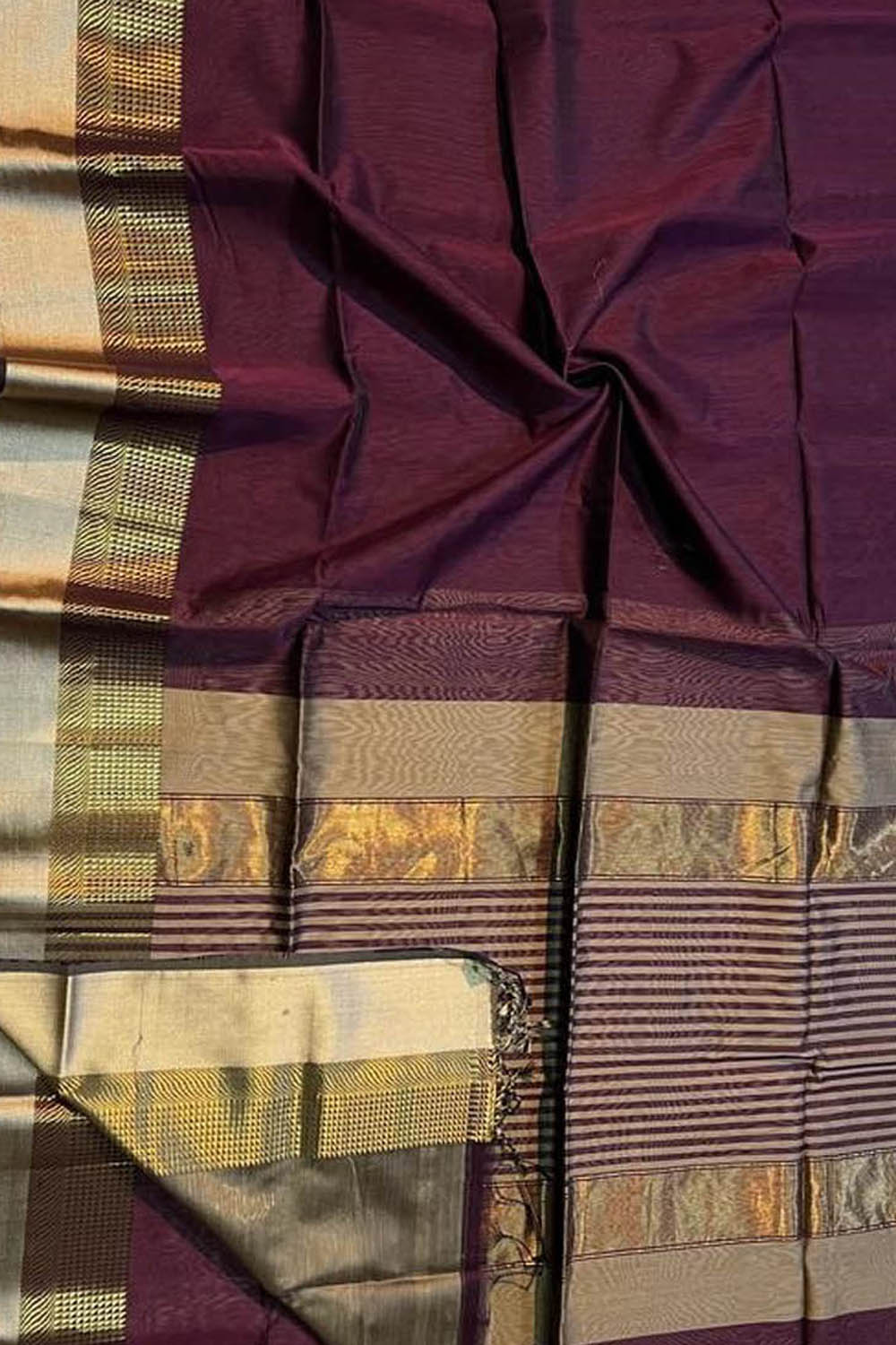 Brown Handloom Maheshwari Silk Cotton Saree