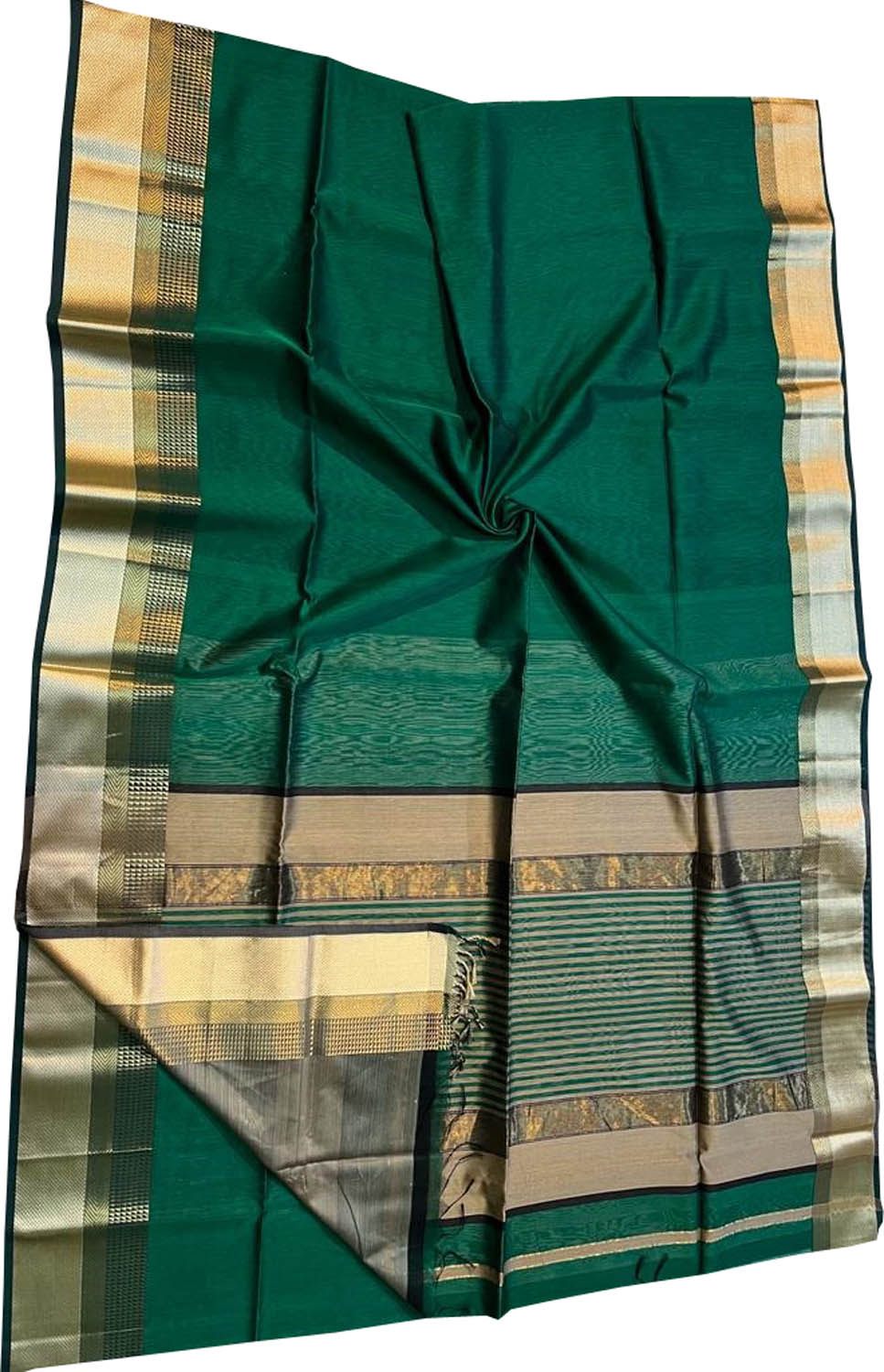 Green Handloom Maheshwari Silk Cotton Saree - Luxurion World