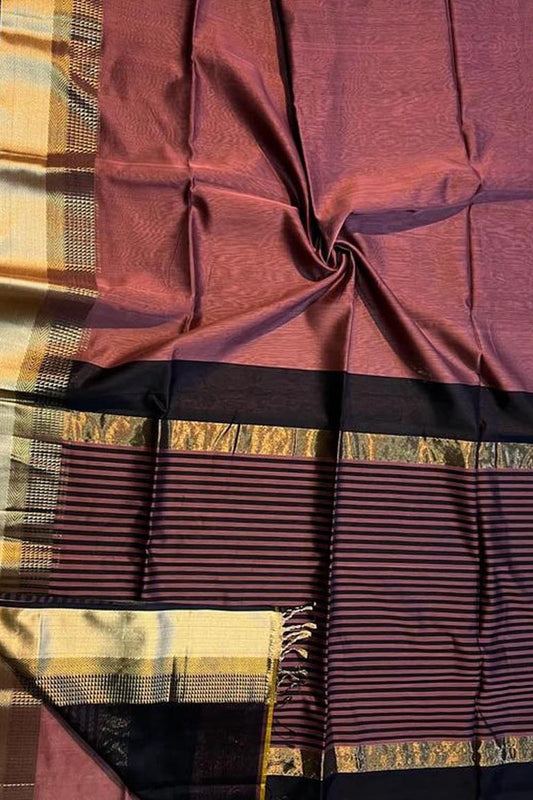 Pink Handloom Maheshwari Silk Cotton Saree - Luxurion World