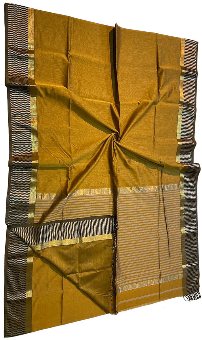 Golden Handloom Maheshwari Silk Cotton Saree - Luxurion World