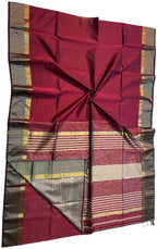Red Handloom Maheshwari Silk Cotton Saree - Luxurion World
