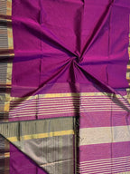 Purple Handloom Maheshwari Silk Cotton Saree - Luxurion World