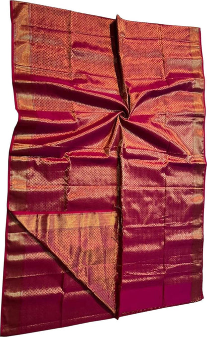 Pink Maheshwari Handloom Silk Cotton Saree - Luxurion World