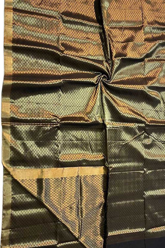 Black Maheshwari Handloom Silk Cotton Saree - Luxurion World