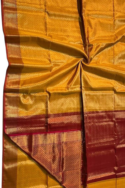 Yellow Maheshwari Handloom Silk Cotton Saree - Luxurion World