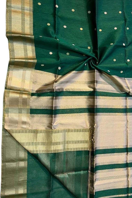 Green Maheshwari Handloom Silk Cotton Saree