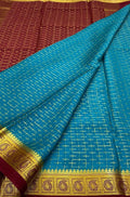 Blue Handloom Mysore Crepe Silk Saree - Luxurion World