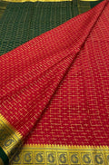 Red Handloom Mysore Crepe Silk Saree - Luxurion World