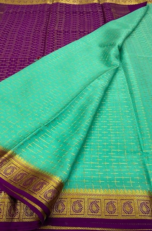 Green Handloom Mysore Crepe Silk Saree - Luxurion World