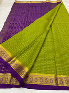 Green Handloom Mysore Crepe Silk Saree - Luxurion World