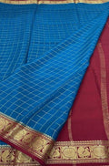 Blue Handloom Mysore Crepe Silk Saree - Luxurion World