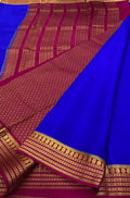 Blue Handloom Mysore Crepe Silk Saree - Luxurion World