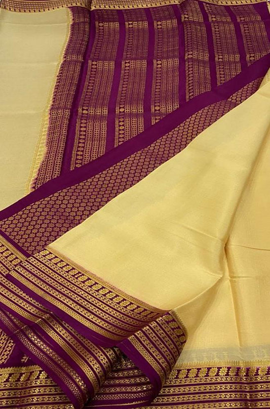 Pastel Handloom Mysore Crepe Silk Saree - Luxurion World